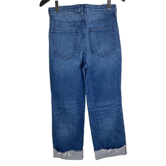 3x1 NYC High Rise Flared Crop Jeans Raw Large Cuffed Rigid Denim-sz 24 - Picture 6 of 12